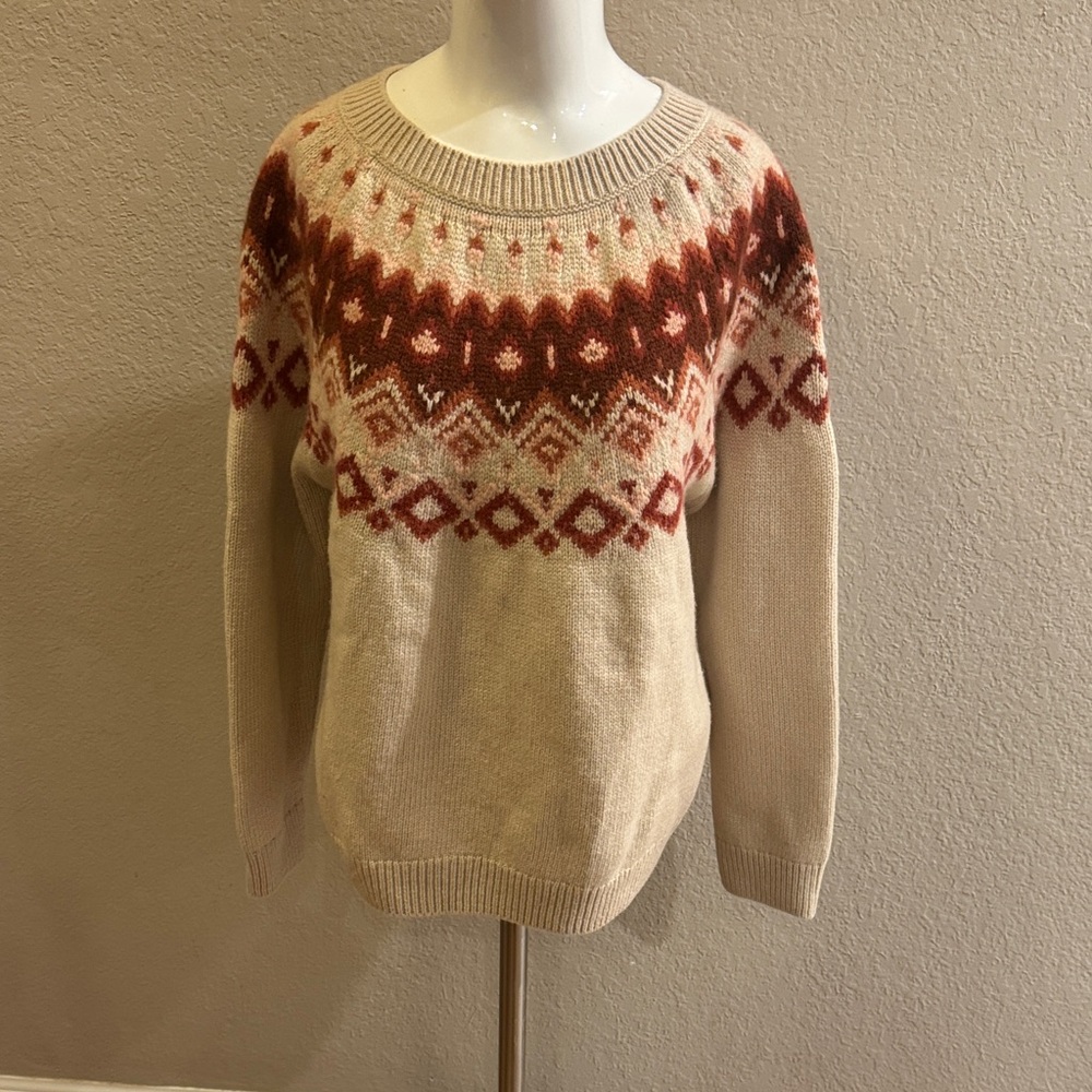 Orvis Beige and orange Knit Sweater